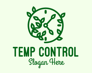 Green Nature Time Clock logo design