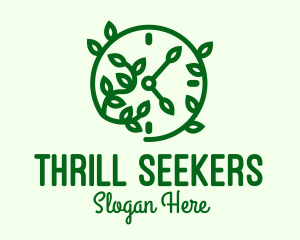 Green Nature Time Clock logo design