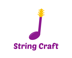 String - Music Note Guitar logo design