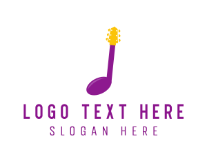 Note - Music Note Guitar logo design