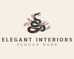 Snake Floral Decorative logo design