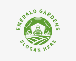 Home Lawn Mower Garden logo design