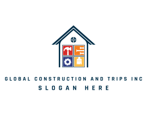 Circular Saw - House Builder Carpentry Tools logo design