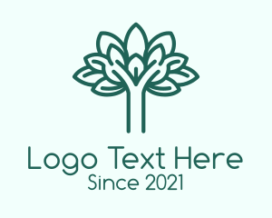 Line Art - Green Natural Tree logo design