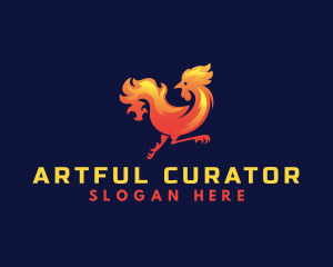 Fire Rooster Chicken logo design