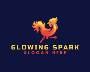 Fire Rooster Chicken logo design