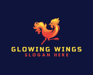 Fire Rooster Chicken logo design