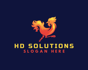 Fire Rooster Chicken logo design