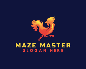 Fire Rooster Chicken logo design