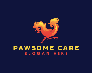 Fire Rooster Chicken logo design