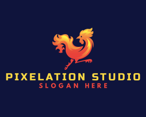 Fire Rooster Chicken logo design