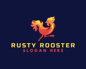 Fire Rooster Chicken logo design