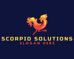 Fire Rooster Chicken logo design