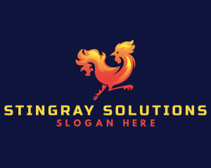 Fire Rooster Chicken logo design