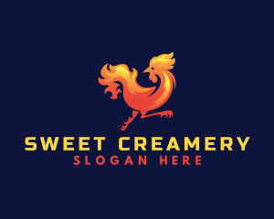 Fire Rooster Chicken logo design