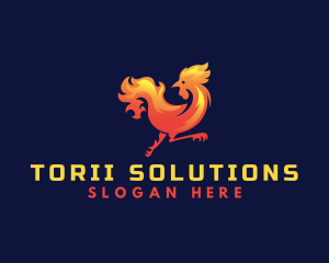 Fire Rooster Chicken logo design