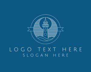 Ocean - Sea Lighthouse Tower logo design