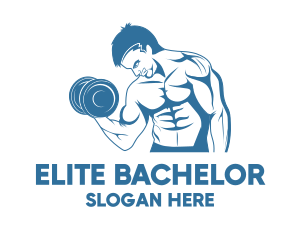 Bachelor - Muscle Man Dumbbell logo design