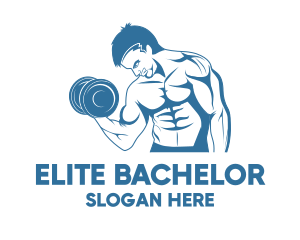 Muscle Man Dumbbell logo design