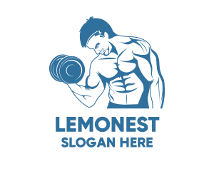 Personal Trainer - Muscle Man Dumbbell logo design