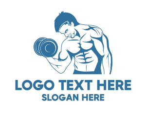 Protein - Muscle Man Dumbbell logo design