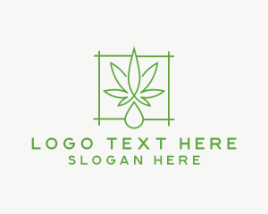 Monoline - Cannabis Leaf Droplet logo design