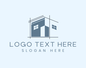 House Architecture Blueprint Logo