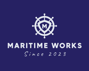 Sailor Wheel Ship logo design