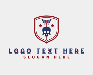 Military - Skull Shield Sword logo design