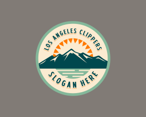 Mountain Climbing - Mountain Lake Campsite logo design