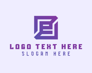 Negative Space - Purple Gaming Letter E logo design