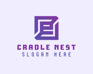 Purple Gaming Letter E logo design