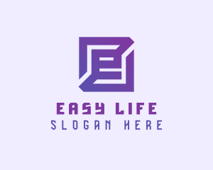 Purple Gaming Letter E logo design