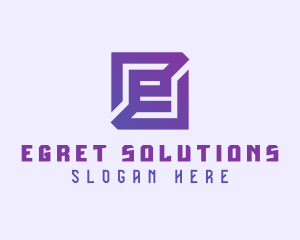 Purple Gaming Letter E logo design