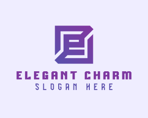 Purple Gaming Letter E logo design