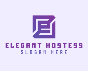 Purple Gaming Letter E logo design