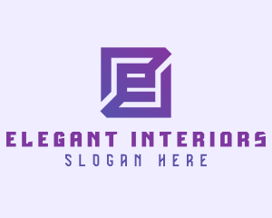 Purple Gaming Letter E logo design