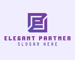 Purple Gaming Letter E logo design