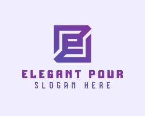 Purple Gaming Letter E logo design