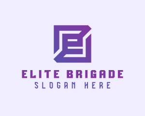 Purple Gaming Letter E logo design