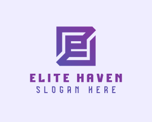 Purple Gaming Letter E logo design