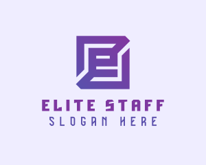 Purple Gaming Letter E logo design