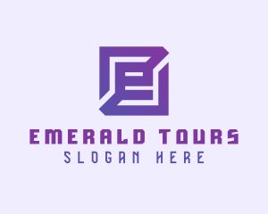 Purple Gaming Letter E logo design