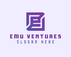 Purple Gaming Letter E logo design