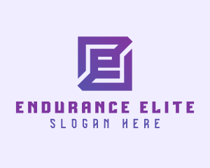 Purple Gaming Letter E logo design