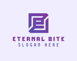 Purple Gaming Letter E logo design