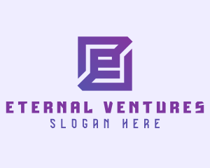 Purple Gaming Letter E logo design