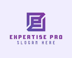 Purple Gaming Letter E logo design