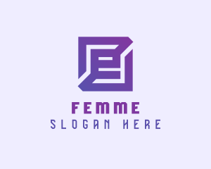 Purple Gaming Letter E logo design