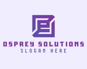 Purple Gaming Letter E logo design